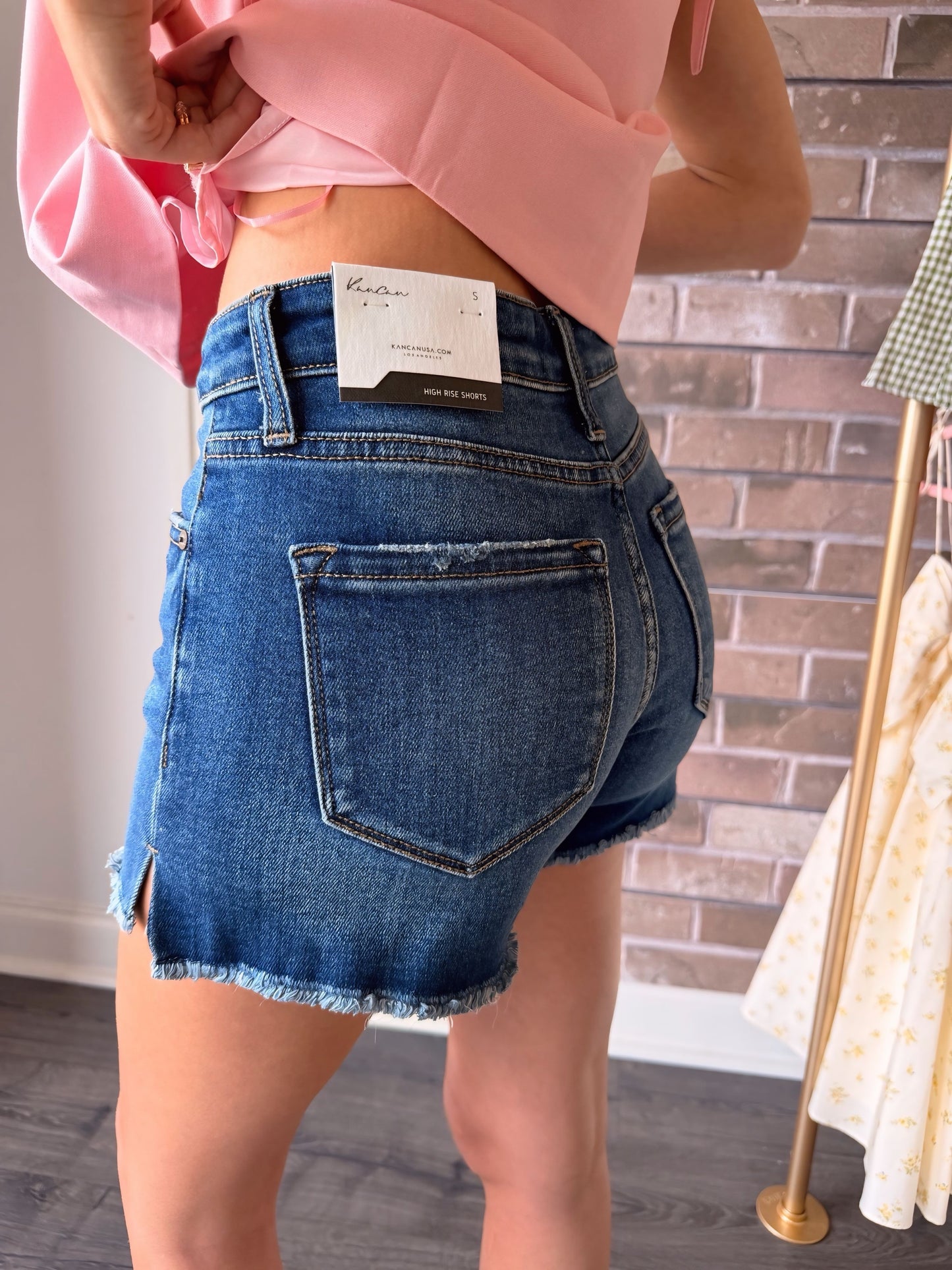 Kan Can High Rise Dark Denim Shorts