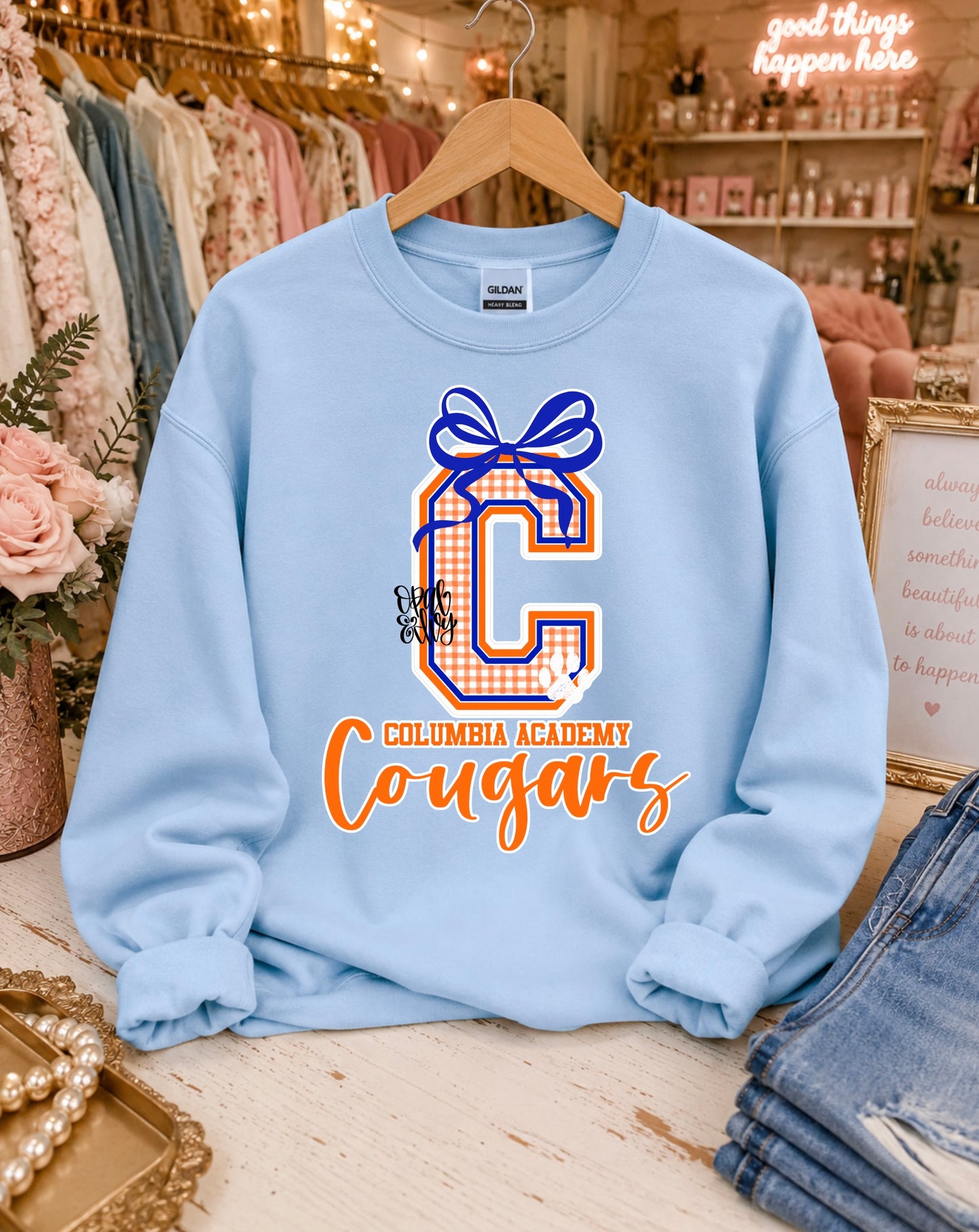 Columbia Academy Cougar Gingham Sweatshirt