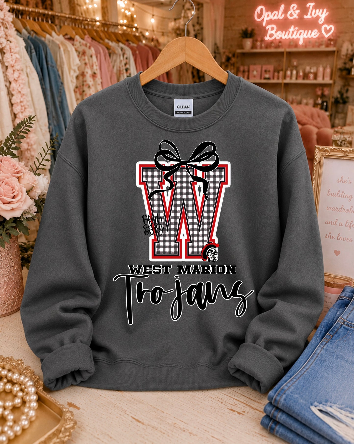 West Marion Trojans Gingham Sweatshirt