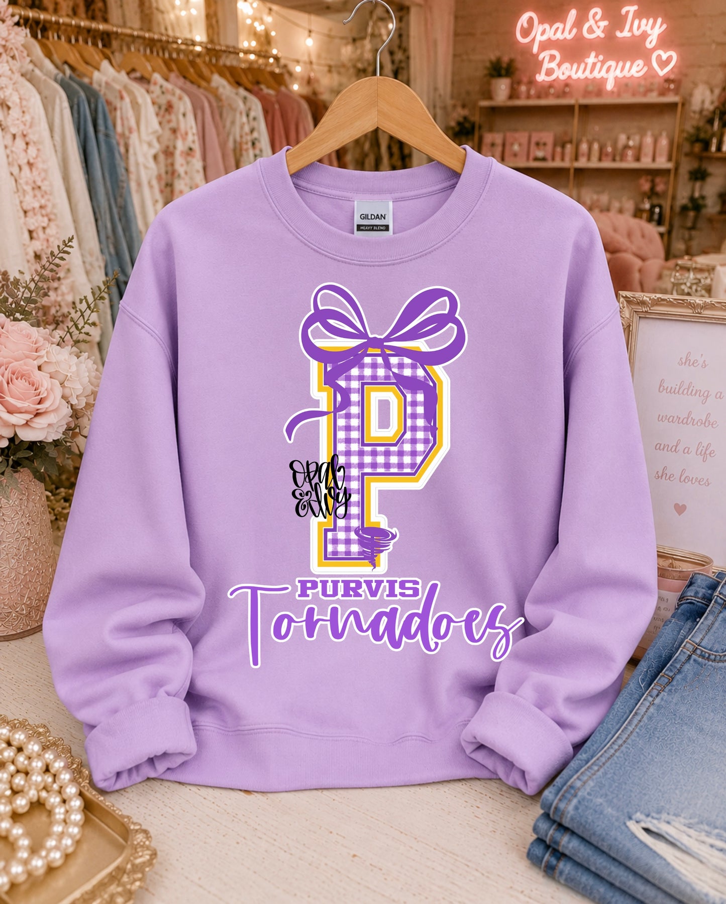 Purvis Tornadoes Gingham Sweatshirt