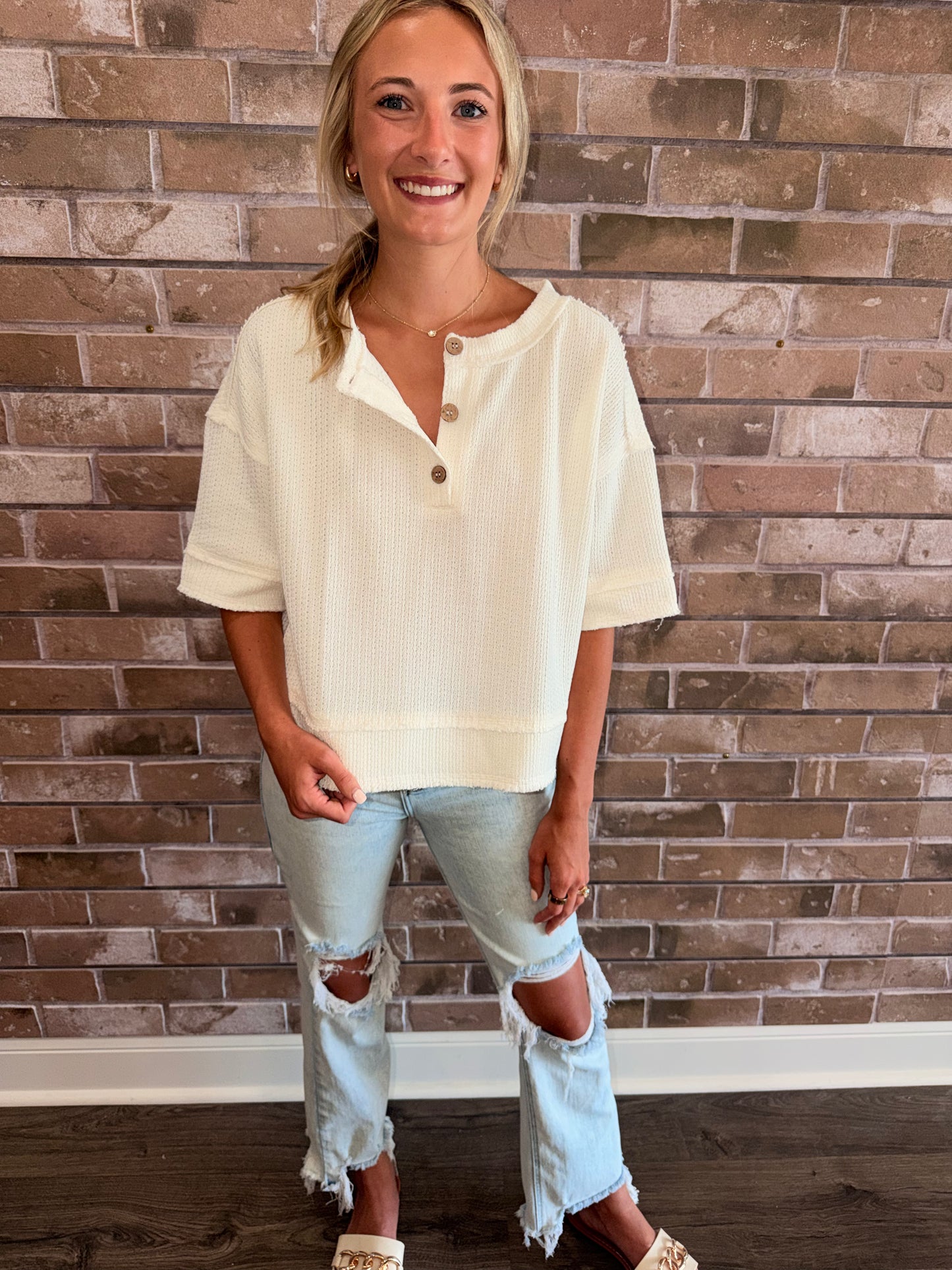 Weekend Waffle Henley Top