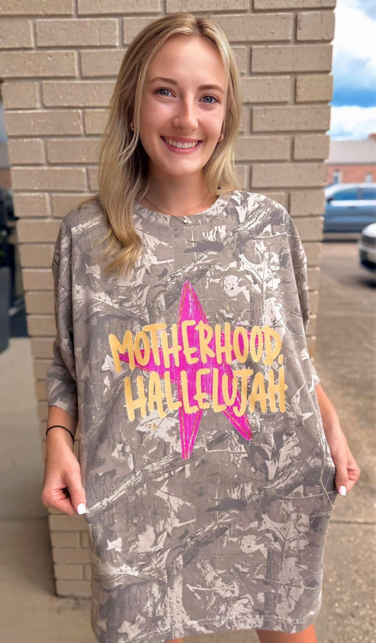 Motherhood Halleujah Oversized Camo Tee