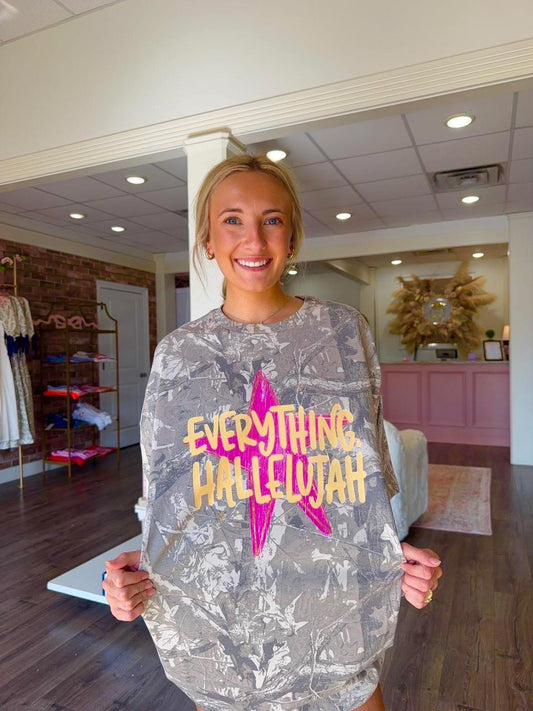 Everything Hallelujah Oversized Camo Tee