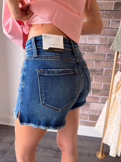 Kan Can High Rise Dark Denim Shorts